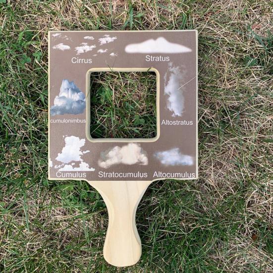 1/4Pcs Nature Guide Finder Wooden Nature Identification Guide Frame Boys Girls Nature Viewfinder Cloud Leaf Moon Animal Footprint Identification Tool