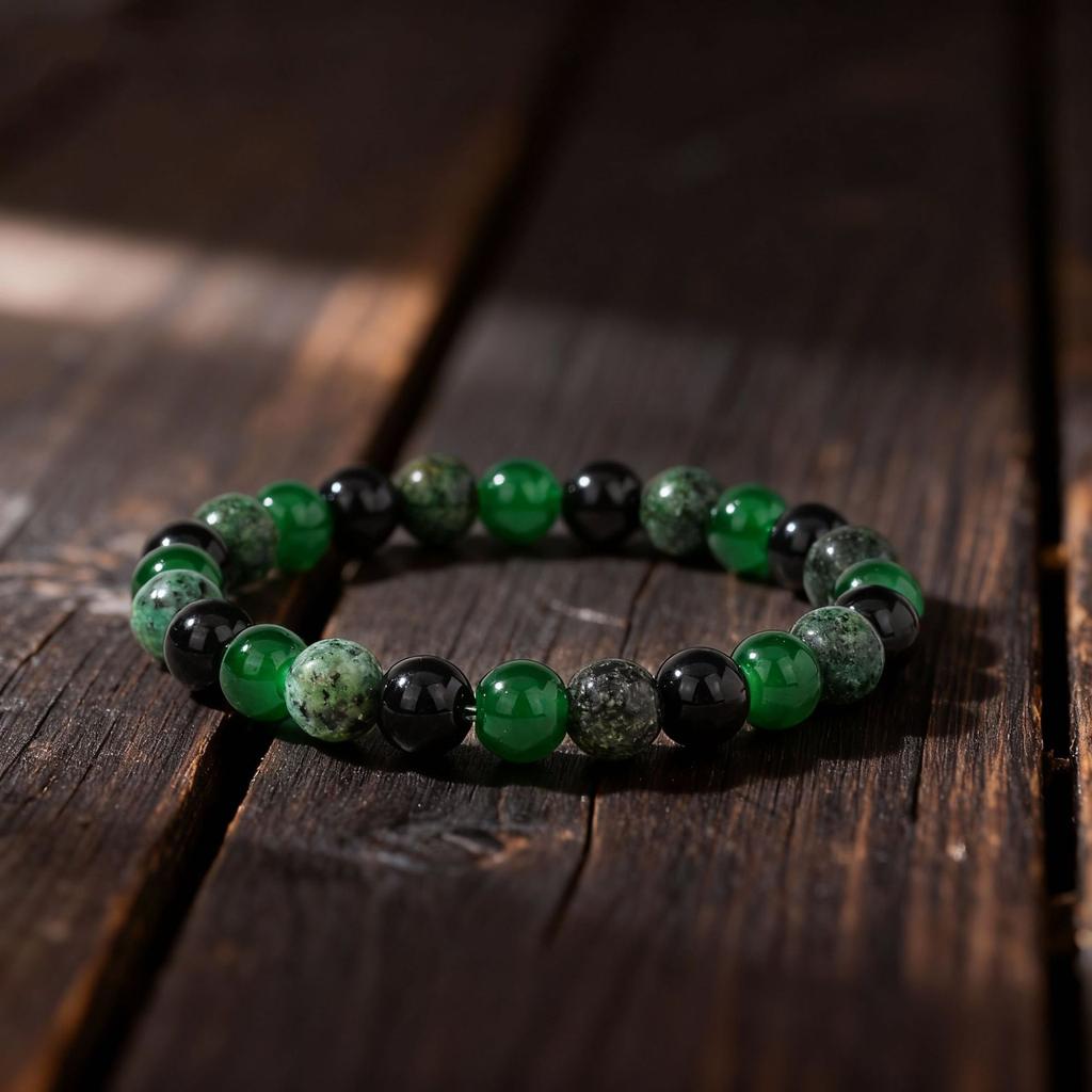 Festive Gifts Green Agate African Turquoise Black Onyx Beaded Bracelet Natural Fashion Jewelry For Men Women Daily Wear Gift