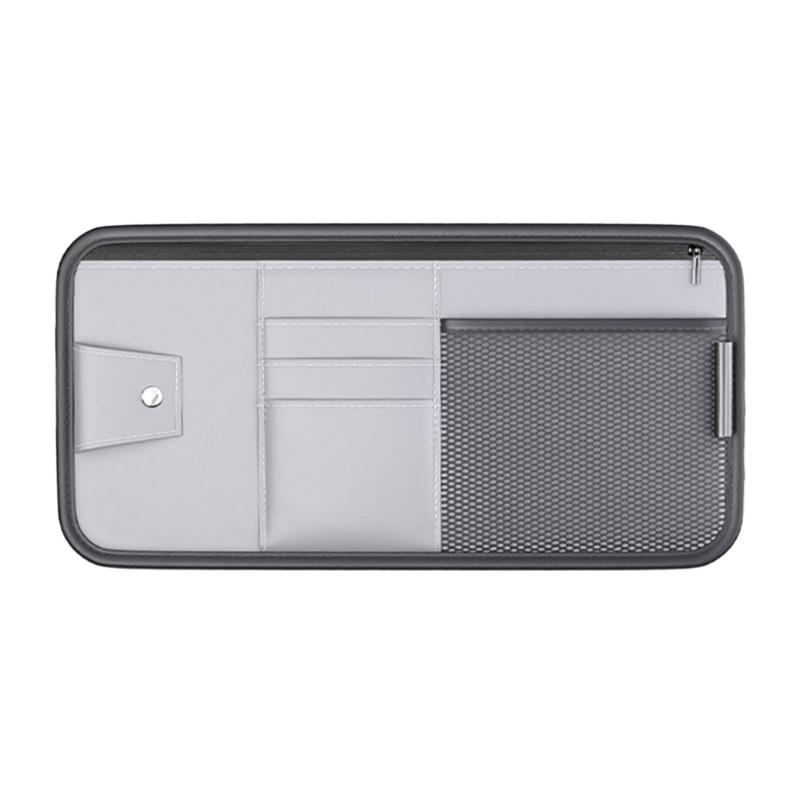 Auto-Sonnenblende Organizer mit mehreren Netztaschen Sonnenbrillen- & Kartenaufbewahrung Fahrzeug-Sonnenblendenetui Tasche PU-Leder Geldbörse