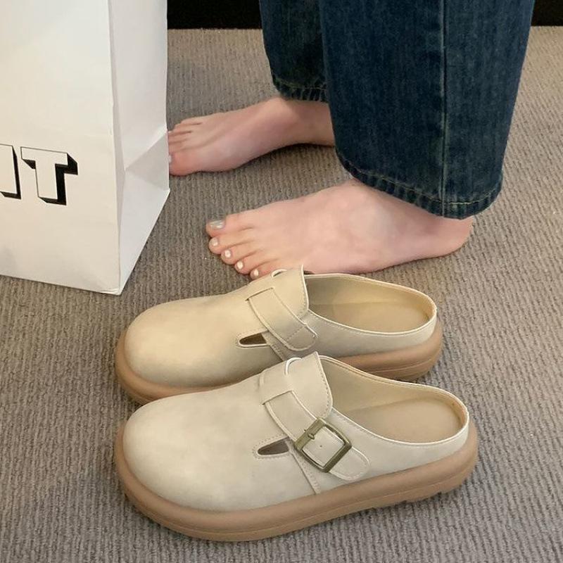 

Модные универсальные тапочки Birkenstock bag head, женская верхняя одежда 2025 года, новые весенне-летние ретро-тапочки с одной педалью для беременных 66 blind box randomly sent
