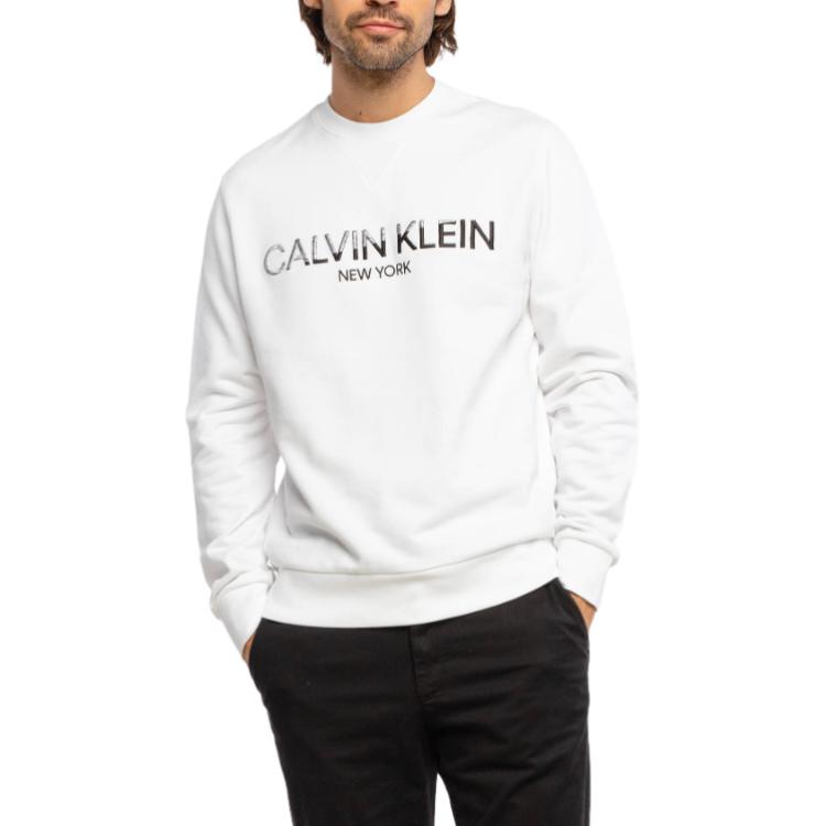 Calvin Klein Effen Kleur Ronde Hals Casual Lange Mouwen Sweatshirt Heren tops K10K107253YAF M