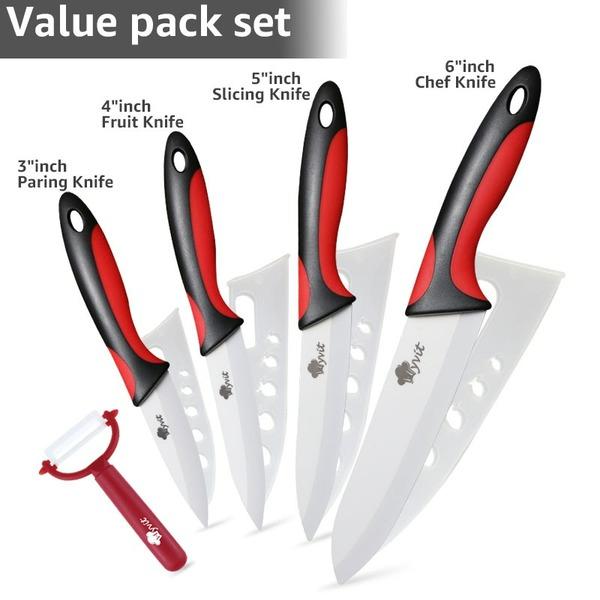 Kitchen Knife Set Ceramic Knives Paring Utility Slicing Chef 3 4 5 Inch White Zirconia Blade Fruit Vegetable Knife Tools Cutter