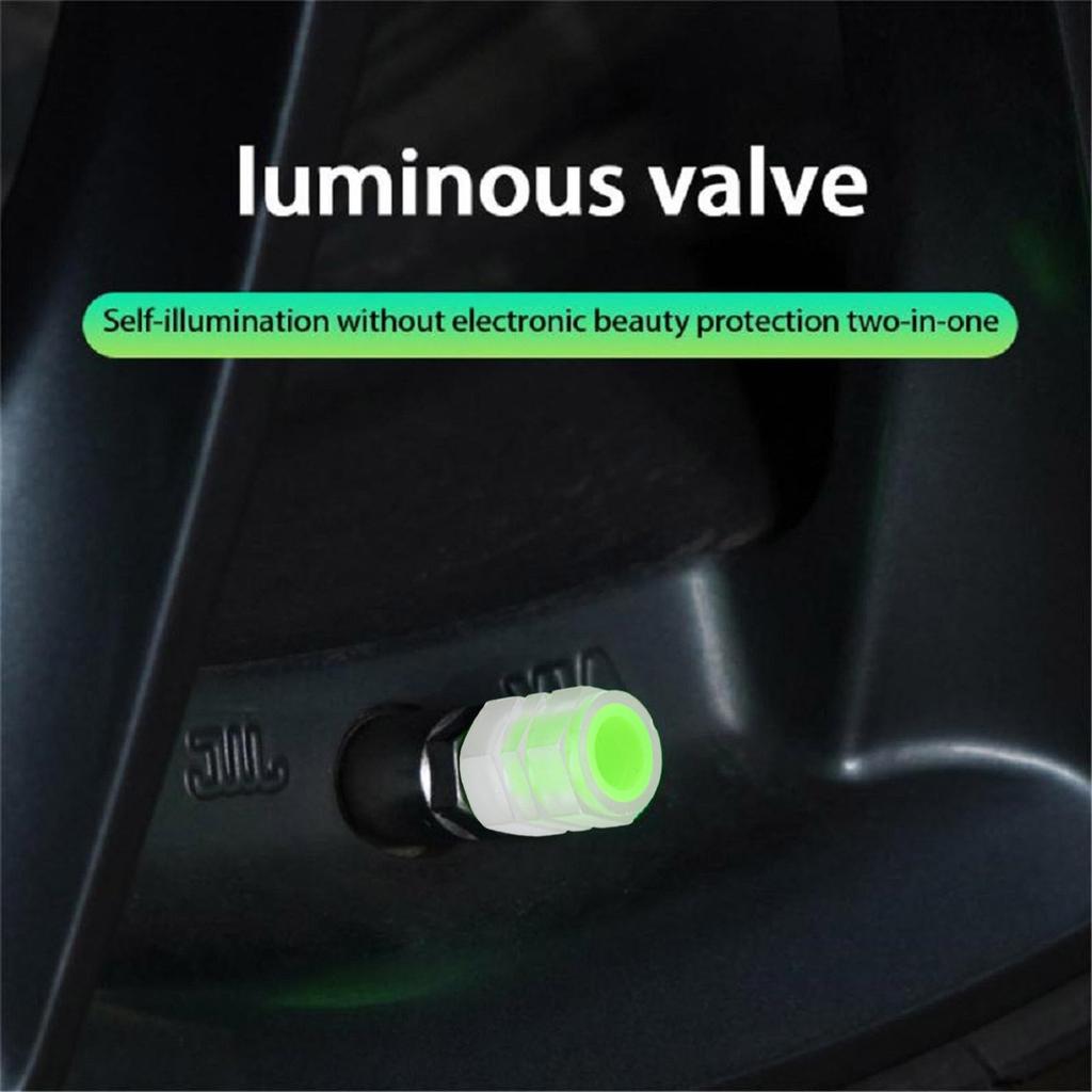 Set of 8 Tire Air Valve Caps, Luminous, Fluorescent, High
