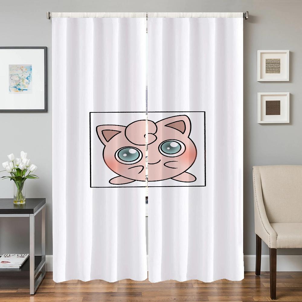 Home Interior Kitchen Curtains for Living Room 2 Pieces Blackout Curtains Door Curtain Pokemon Bedroom Decoration Partition