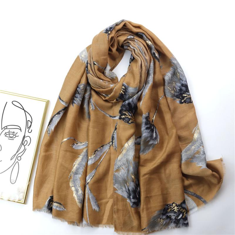 Autumn Women Viscose Scarf Lurex Glitter Petal Floral Fringe Hijab Shawls and Wraps Foulard Echarpe Muslim Sjaal 180*90Cm