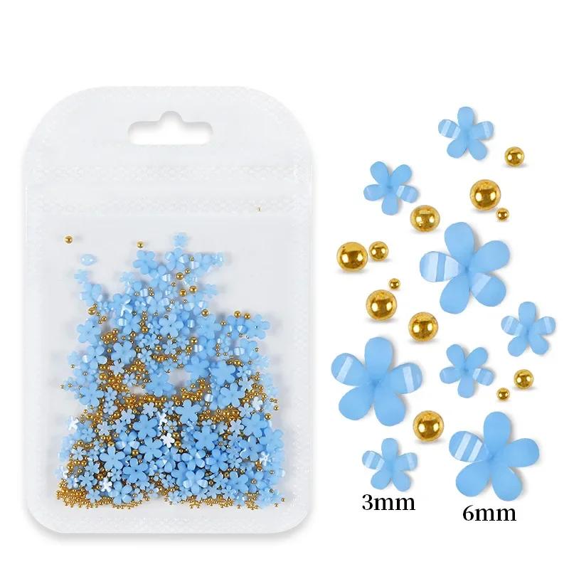 200 Stück/Beutel Nagelkunst-Dekoration Gemischte Größe Zarte 3D Harzblumen Strass-Nagelteile Maniküre-Werkzeug Nägel Design-Zubehör
