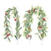 Durable Plastic Christmas Pine Cones Vine With Red Berries Faux Money Leaves For Indoor Outdoors Seasonal Party Decoration