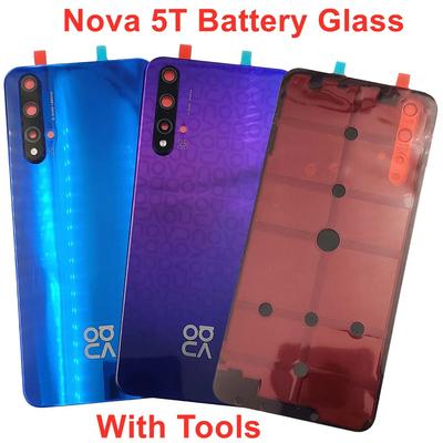 For Huawei Nova 5T Battery Glass Cover Hard Back Door Lid Rear Housing Panel  + Camera Frame Lens+  Sticker Adhesive