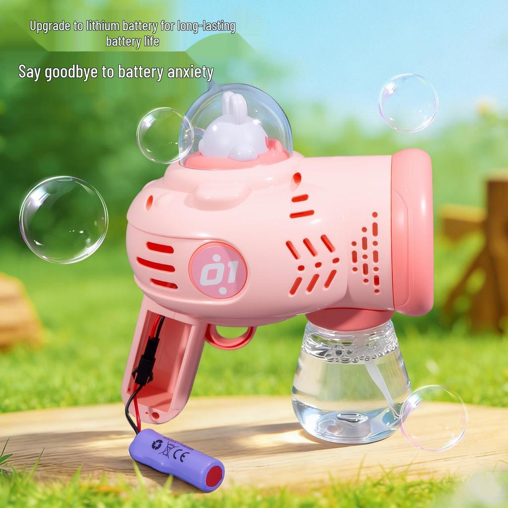 Electric 10-Hole Bubble Blower with Lights – Automatic Space Bubble Gun Toy for Girls