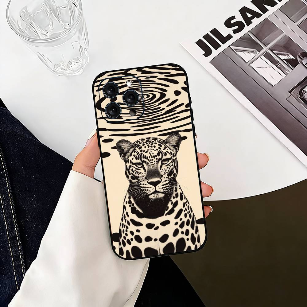 Artistic Leopard  Phone Case Silicone Soft For IPhone 17 16 15 14 13 12 11 X XR Plus Pro Max Plus