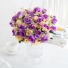 12 Heads Artificial Flowers Silk Mini Roses with Leaf Bouquet for Home Hotel Wedding Christmas Tables Decorations Bridal Bouquet