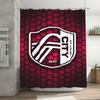 Scottish City SC Hexagonal Pattern Shower Curtain with Hooks - Vibrant Red and Black, Durable Polyester, Machine Washable, Ideal