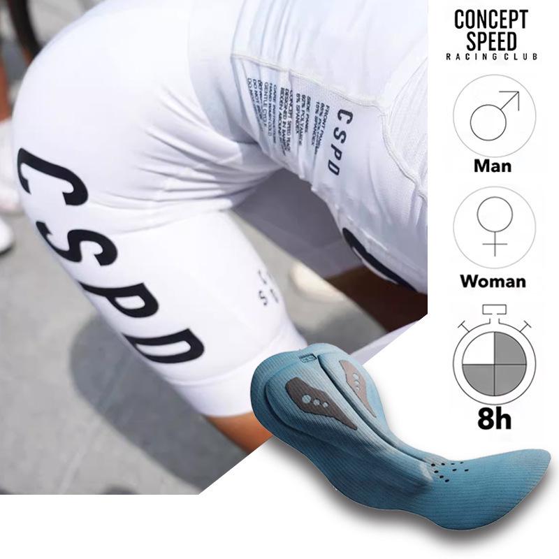 CSPD Summer Black & White Cycling Bib Shorts for Men & Women - Road Bike Sportswear, Hot Style 5-Point Design.