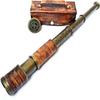 Antique Brass Pirate Spyglass – Vintage Nautical Telescope with Leather Wrap 16inches