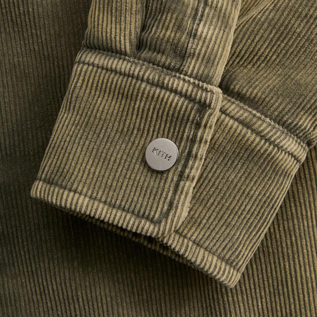 Kith FW24 Washed Corduroy Brixton Puffed Shirt Jacket Solid Color Single-Breasted Lapel Long Sleeve Jacket Men jackets Green KHM010607-2004