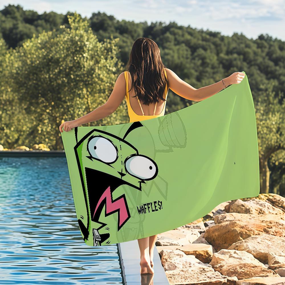 Invader Z-Zim Art Cartoon Towel Quick Drying Beach Towels Are Suitable For Swimming Pools Camping Yoga And The Gym