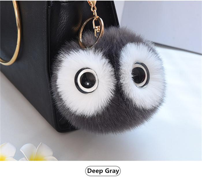 Fluffy Rabbit Fur Ball Pompom Owl Women Pompon Owl Female Toy Bag Car Trinket Jewelry Gift Bag Charm