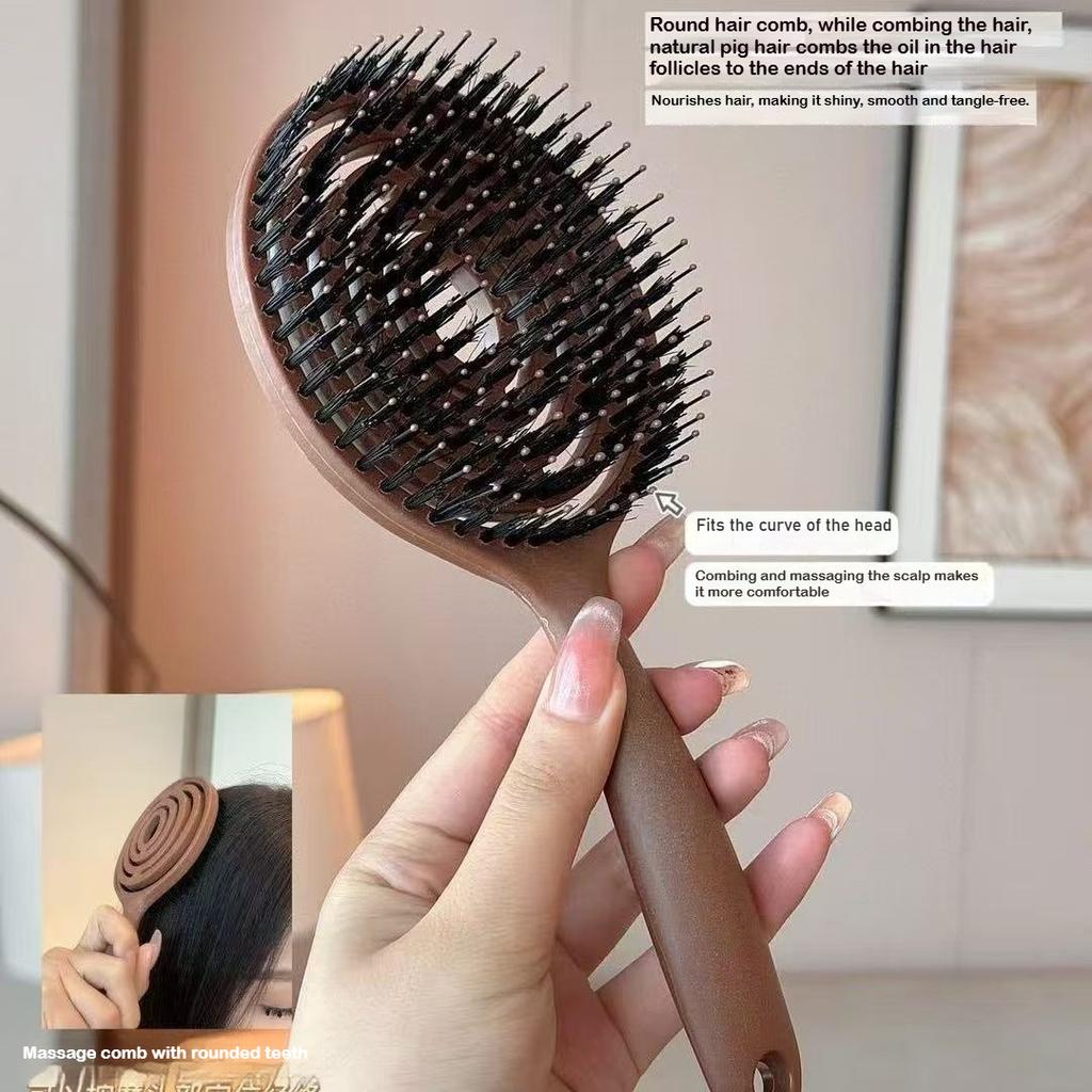 Boar Bristle Detangling Hairbrush Women Scalp Massage Combs Hollow Out Wet Curly Hair Comb Barber Hairdressing Styling Tools