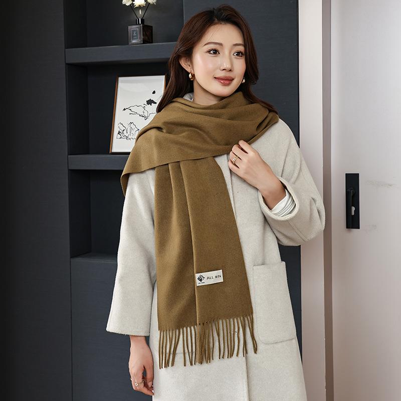 Winter wool simple and versatile scarf solid color women's autumn and winter warm fashion temperament wool shawl