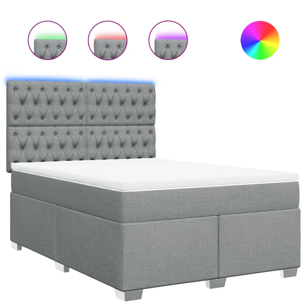Vidaxl Letto Continentale Con Materasso, Grigio Chiaro, Tessuto, 140X190Cm