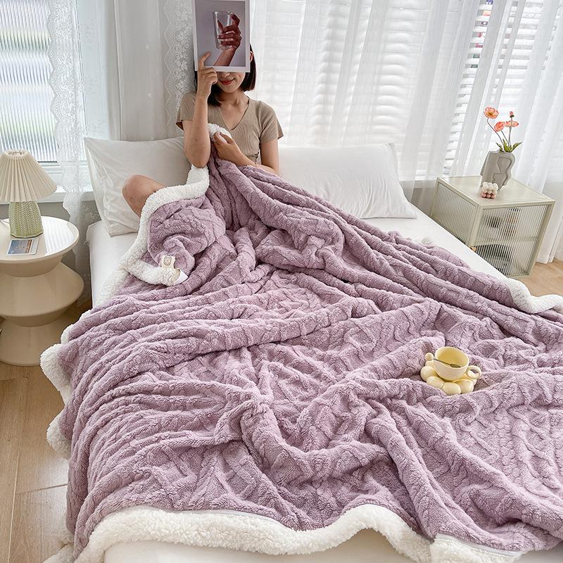 Super Soft Woolen Blanket for Bed Sofa Couch, Autumn Warm Lame Velvet Cover Blanket for Office, Air Conditioning and Nap, Travel