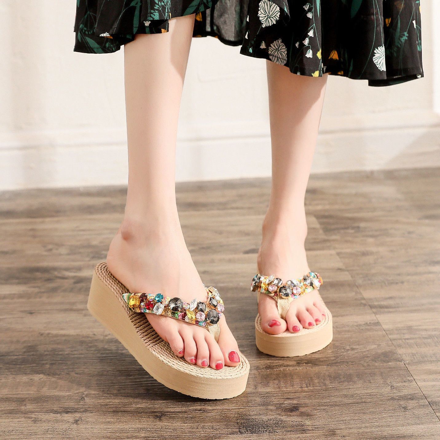 Женские тапочки и сандалии Rhenstone Junior on Beach Crystals Height Shoes Шлепанцы — фото 16