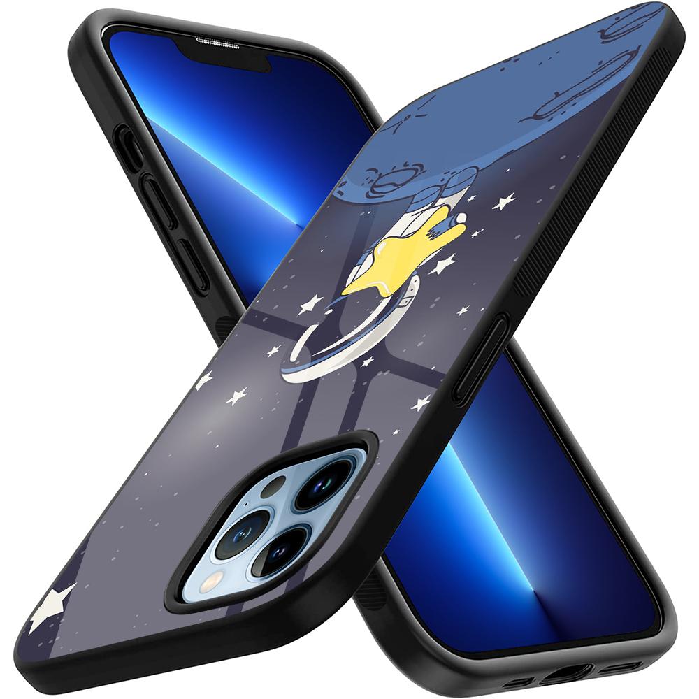 Protection Shell Case For Iphone 14 13 11 12 Pro Max Mini Xs Xr X 7 8 6s Plus Se 2022 Tempered Glass Moon Astronaut Cover Capas