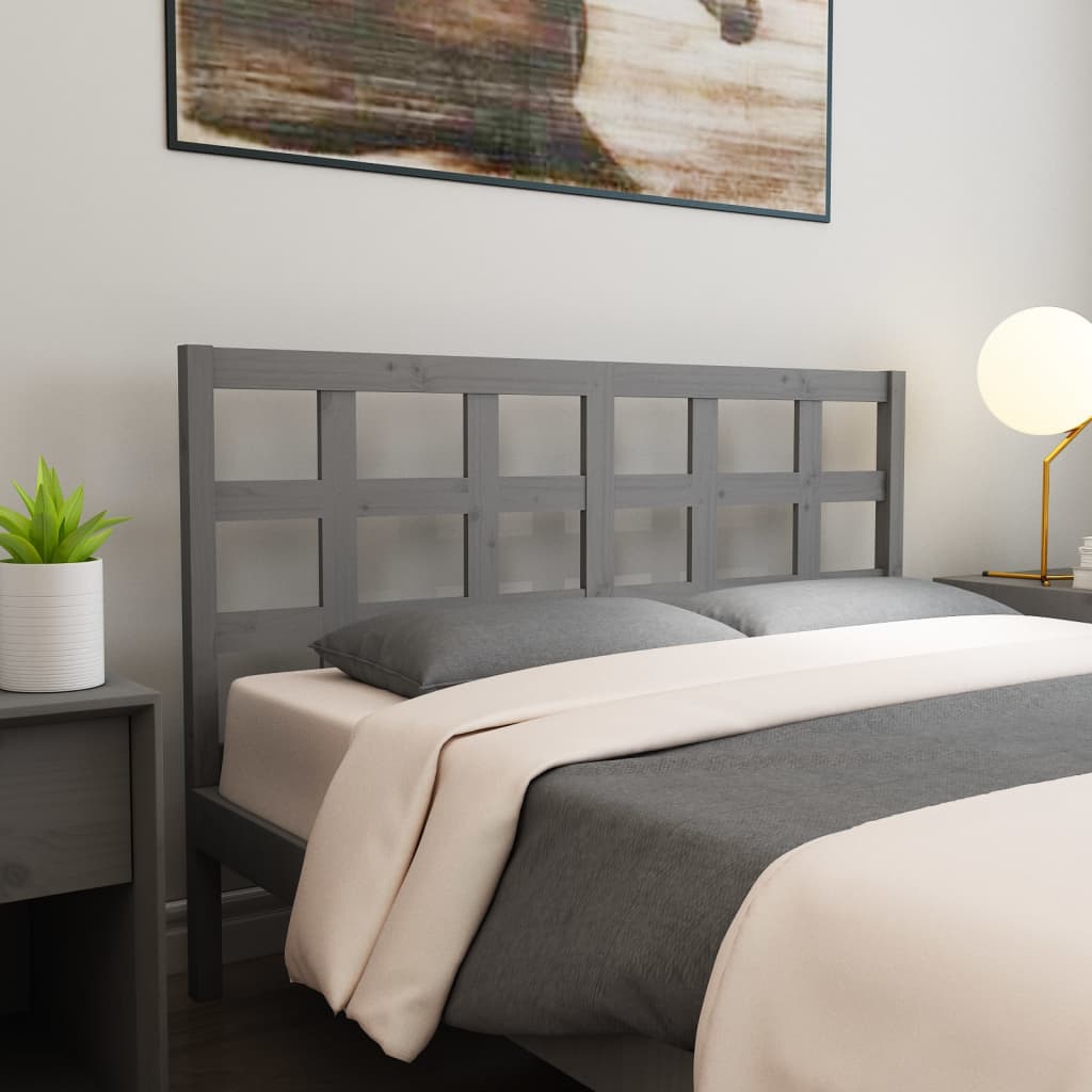 Headboard Gray 156 X 4 X 100 Cm Solid Pine Wood