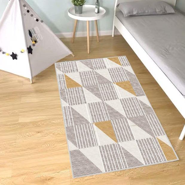 Nachttischteppich Rutschfest Wasserdicht Fleckenresistent Fußmatte Langer Teppich mit Kunstmarmor-Textur Haushalts Dekorative Fußmatten
