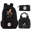 3Pcs/set Anime Demon Slayer Printed Backpack with Shoulder Bag Pencil Case for Teenager Student Large Capacity Waterproof Schoolbag