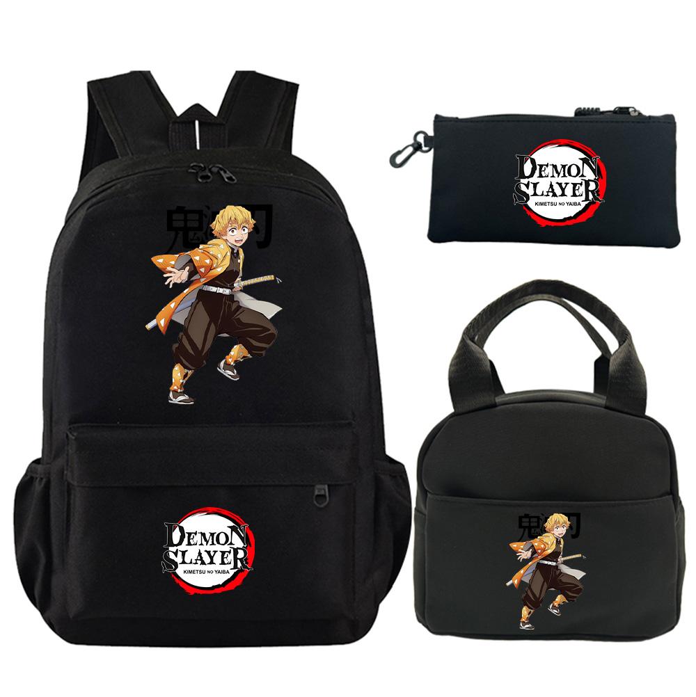 3Pcs/set Anime Demon Slayer Printed Backpack with Shoulder Bag Pencil Case for Teenager Student Large Capacity Waterproof Schoolbag