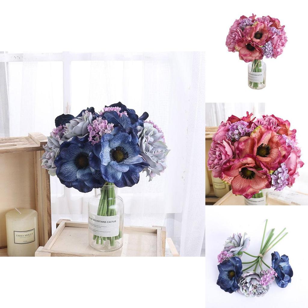 Lush Bouquet Poppy Peony Gypsophila Simulation Flower Ideal For Home Decor And Photography Prop