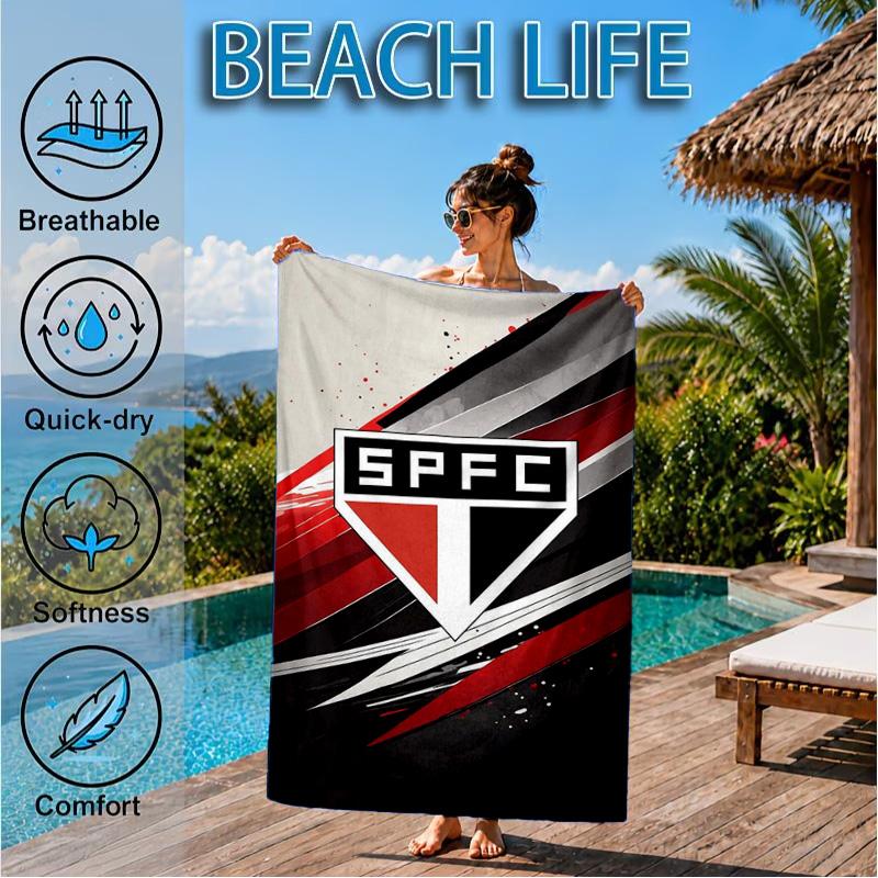 Spfc Team Crest Design Printed Microfiber Beach Towel, Soft And Absorbent, Quick-Dry, Ideal for Summer Travel, Beach Essential, Swimming Pool