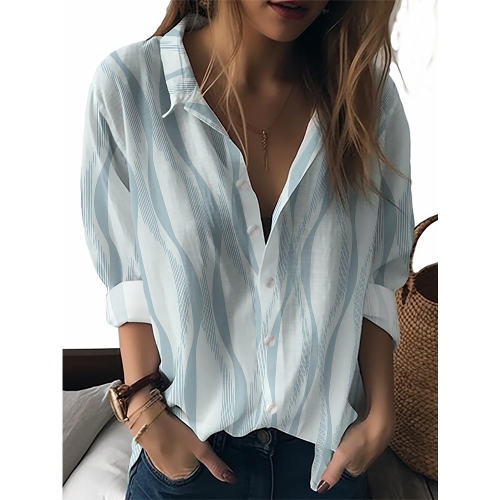 Sommer Minimalistisches Hemd mit Digitalem Blumenprint Knopfleistenhemd Oberteil für Damen Hawaiianischer Strandurlaub Lässiges Hemd