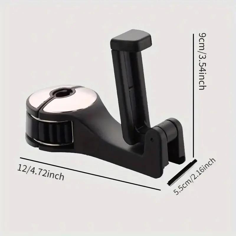 Multifunctional 2 In 1 Car Hook Hidden Mobile Phone Holder Bracket Car Clip Rear Row Headrest Hook Lock Buckle Car Mount Stand