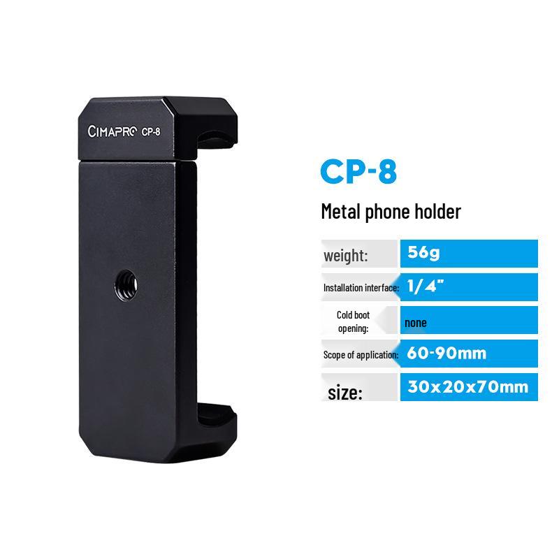 Desktop Photography Tripod Stand with Clip and Cold Shoe Mount for Smartphones