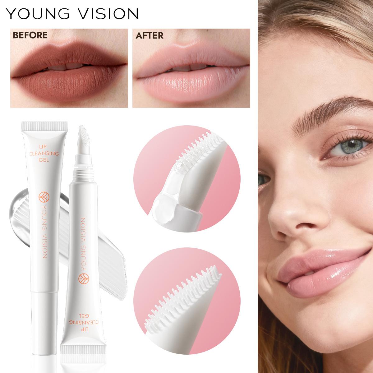 

YOUNG VISION Гель для очищения губ, 2-в-1 средство для снятия макияжа с губ, туши и геля для бровей, формула на водной основе, нелипкая, с уходом как в SPA