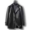 Mid-length Velvet Leather Jacket for Men In Autumn and Winter, Classic and Fashionable Korean Style Single-breasted Suit Collar Mid-leather Jacket
