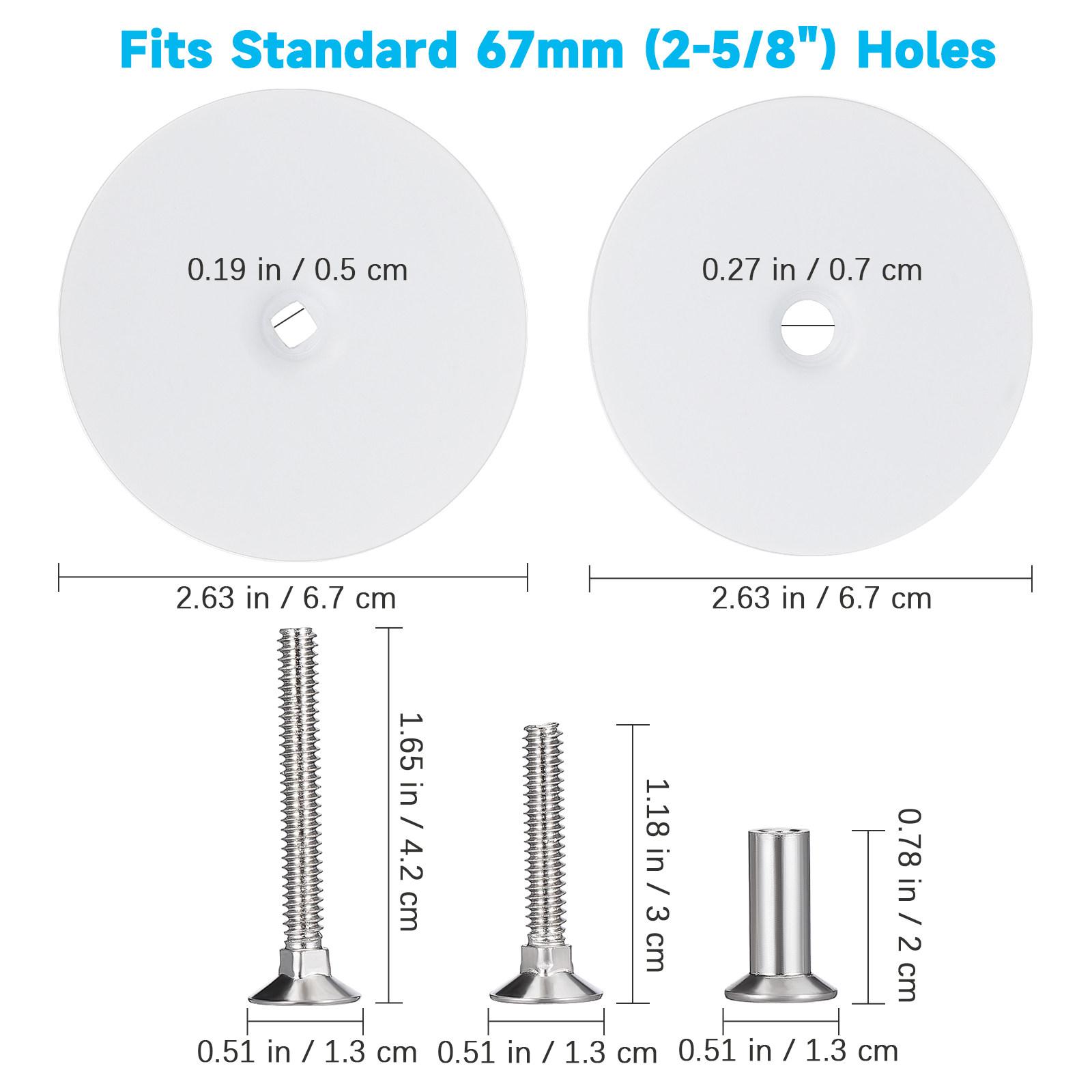 

1Set 67Mm Stainless Steel Door Bore Hole Cover Round Escutcheon Plate for Unused Lock Hole Repair Screw Mount Privacy Cover белый