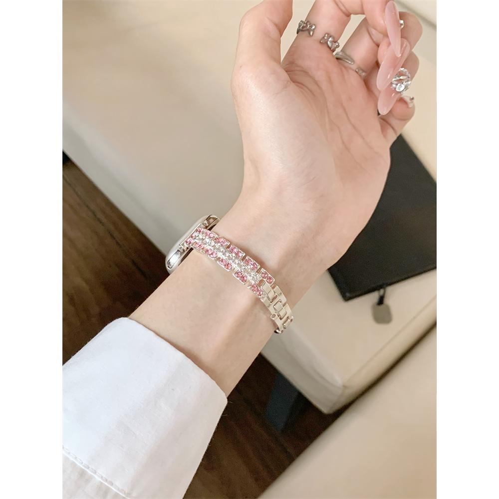 Stop Kwadratowy Kryształ Cukru Diamentowy Błyszczący Bransoletka Pasek do Zegarka dla Apple Watch Kobiety 40/41/38/42/44/45/46/49mm dla iWatch S11/10/9/8/7/6