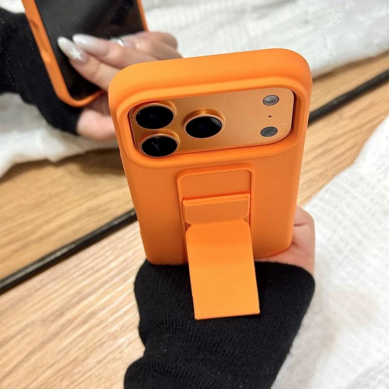 Original Liquid Bracket Folding Candy Case For iPhone 17 Air 16 15 14 Plus 13 12 11 Pro Max Plain Color Shockproof Smooth Cover