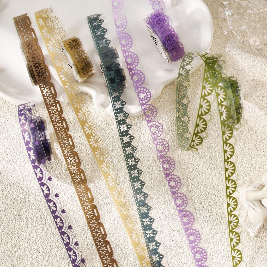 12 rolls/set satin dream series Kawaii lace border aesthetic masking tape DIY Scrapbooking Decor Journal Supplies