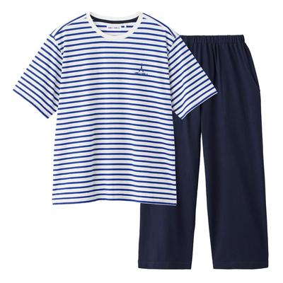 Gunze Länge MF7225 Damen 5/8 Ärmel, 3/4 Hose, Jersey, Gestreift,