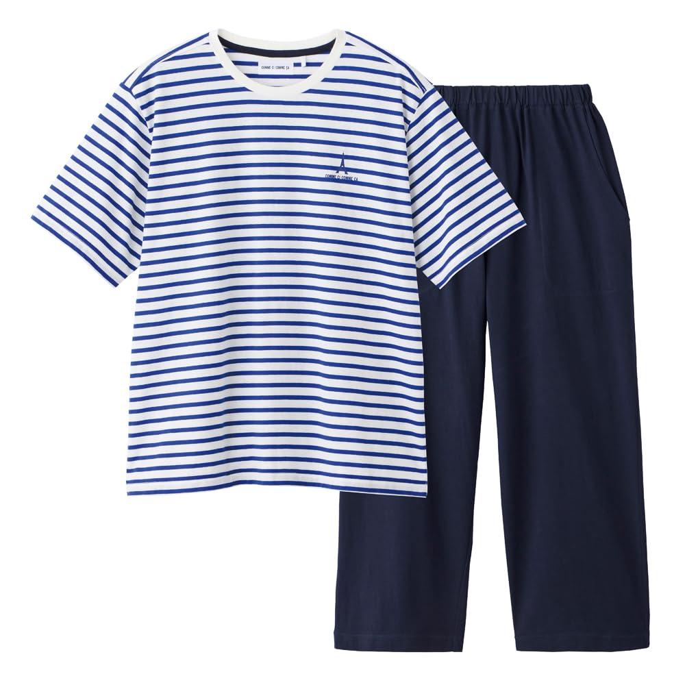 Gunze Length MF7225 Women's 5/8 Sleeve, 3/4 Pants, Jersey, Striped,