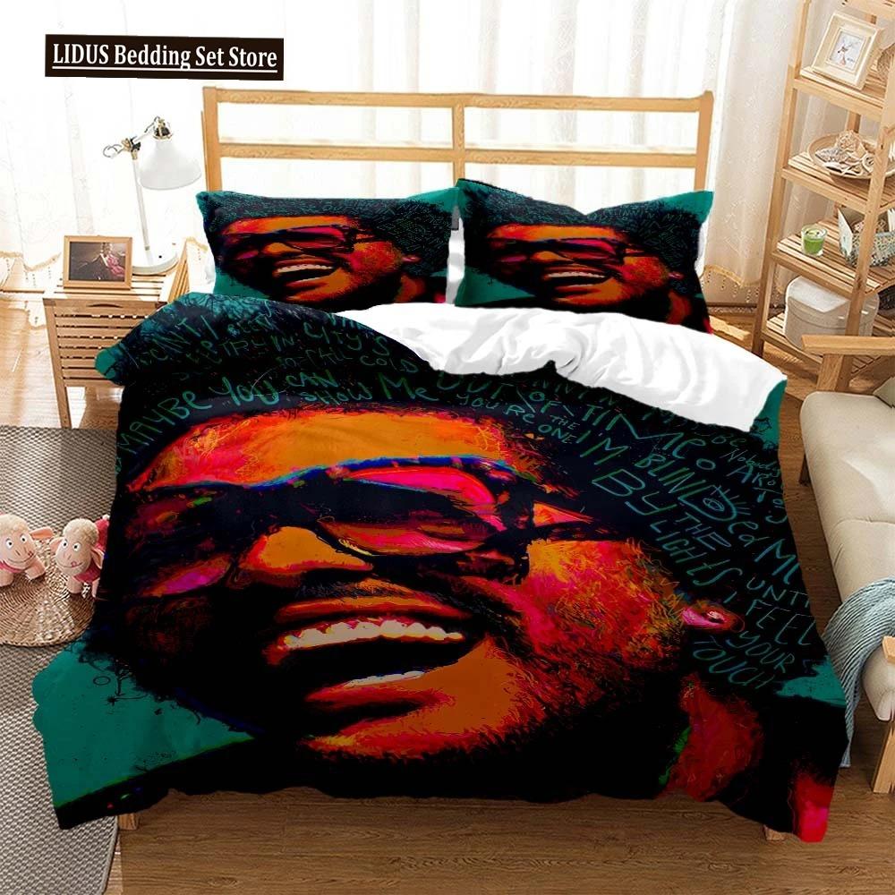 Die Weeknd Mode Popstar 3D Gedruckte Bettwäsche Queen Bettwäsche-Set King-Size Bettwäsche-Set Weiche Bettbezug