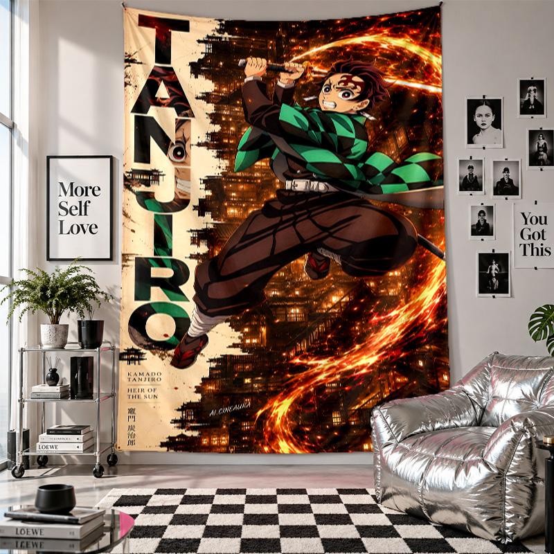 Wall TapestryDemon Slayer Art Hanging Cloth Decorative Background Cover for Room Decoration