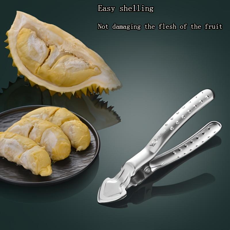 1pc Heavy Duty 304 Stainless Steel Durian Shell Opener Clamp with Ergonomic Handle , Sharp Edges , Quick Opening Tool for Home, Restaurants