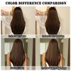 64cm Long Straight Layered Wig with Bangs – Heat-Resistant Synthetic Hair in Brown, Auburn, Ash Blonde, Gold, Black & Pink