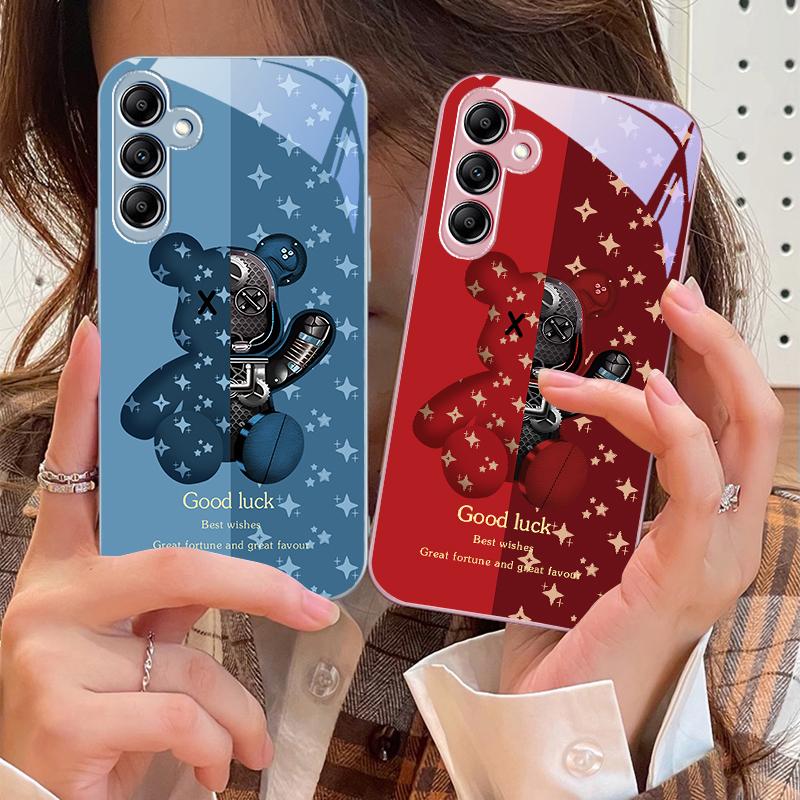 Brown Machine Bear For Samsung Galaxy A14 4G 20 30 52 20S 21S 22 A32 33 34 42 50 51 53 54 70 71 72 73 5G Glass Phone Case