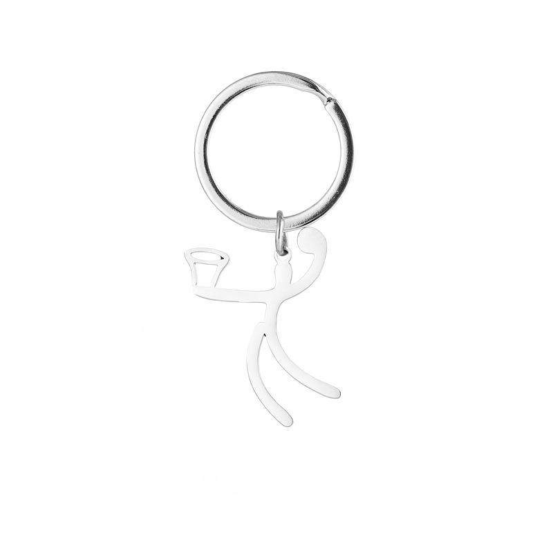 Gold Silver Black White Splicing Cat Stainless Steel Keychain Cute Cartoon Design Fashion Couple Pendant Practical Backpack Decoration